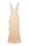 Loveshackfancy Callista Layered Silk Dress In Coral