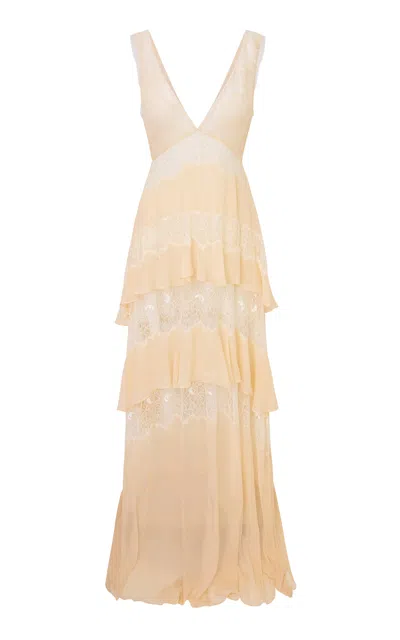 Loveshackfancy Callista Layered Silk Dress In Coral