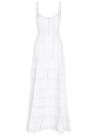 Loveshackfancy Calyx Pintuck Cotton Maxi Dress In White