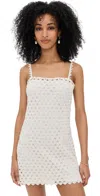 Loveshackfancy Camara Heart Lace Mini Dress In Optic White