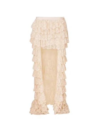Loveshackfancy Camilia Lace Ruffled Maxi Skirt In Neutral