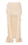 Loveshackfancy Camilia Tiered High-low Skirt In Neutral