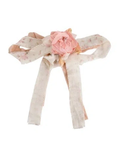 Pre-owned Loveshackfancy Canvas Bow Accents Belt In Pink