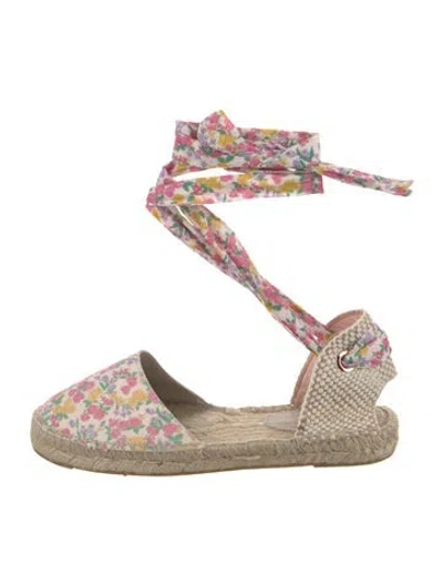Pre-owned Loveshackfancy Canvas Floral Print Espadrilles In White