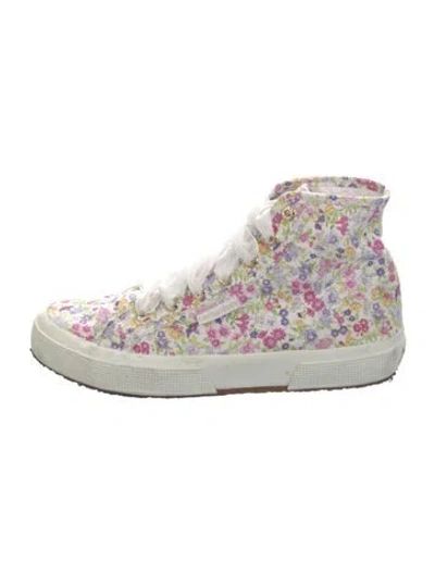 Pre-owned Loveshackfancy Canvas Floral Print Sneakers In White