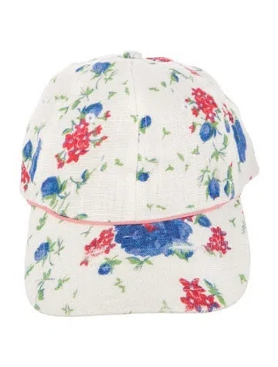 Pre-owned Loveshackfancy Canvas Printed Baseball Hat In Neutrals