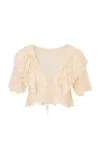 Loveshackfancy Caper Ruffled Lace Top In Neutral