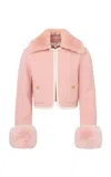 Loveshackfancy Caprina Vegan Fur-trimmed Wool-cashmere Jacket In Pink