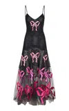 Loveshackfancy Carette Bow-embroidered Lace Midi Dress In Black