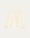 Loveshackfancy Carine Silk Lace Blouse In White