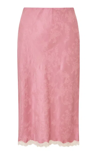 Loveshackfancy Cariselle Solid Jacquard Midi Skirt In Pink