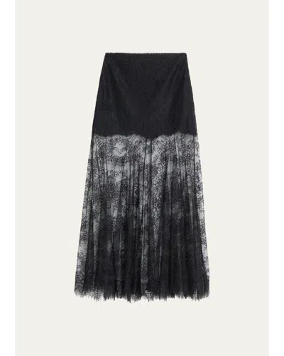 Loveshackfancy Carline Floral Lace Maxi Skirt In Black