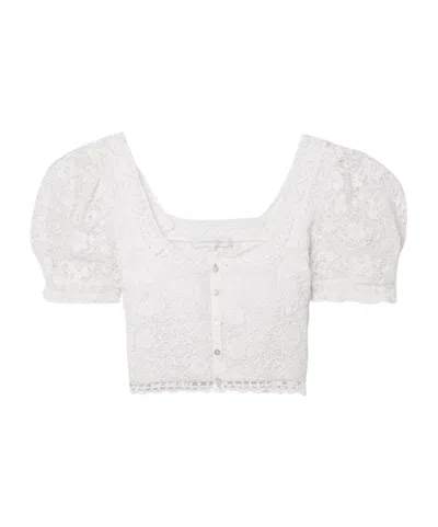 Loveshackfancy Carmeline Lace-trimmed Cropped Top In White