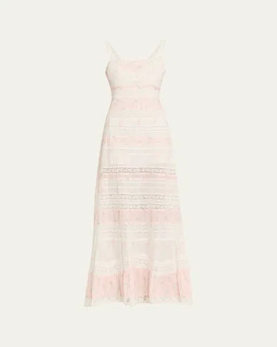Loveshackfancy Carwen Cotton Mixed Print Maxi Dress In Pink