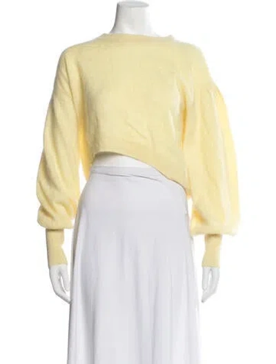 Pre-owned Loveshackfancy Cashmere Crew Neck Sweater W/ Tags In Yellow