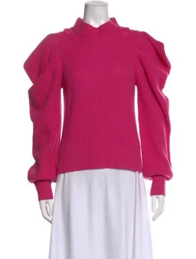Pre-owned Loveshackfancy Cashmere Mock Neck Blouse In Pink