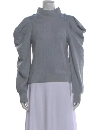 Pre-owned Loveshackfancy Cashmere Mock Neck Sweater In Blue