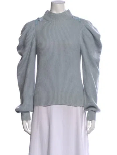 Pre-owned Loveshackfancy Cashmere Mock Neck Sweater In Blue