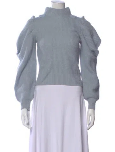 Pre-owned Loveshackfancy Cashmere Mock Neck Sweater In Blue