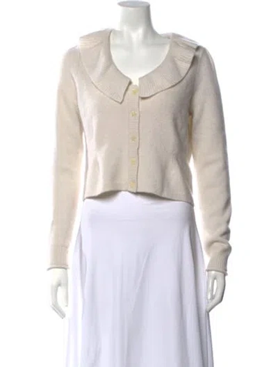 Pre-owned Loveshackfancy Cashmere Open Front Sweater In Neutrals