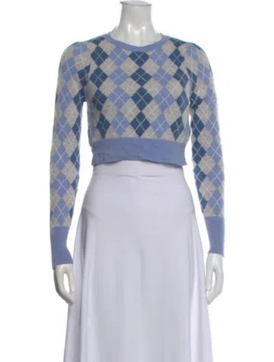 Pre-owned Loveshackfancy Cashmere Plaid Print Sweater In Gray