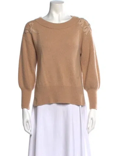Pre-owned Loveshackfancy Cashmere Scoop Neck Sweater In Neutral