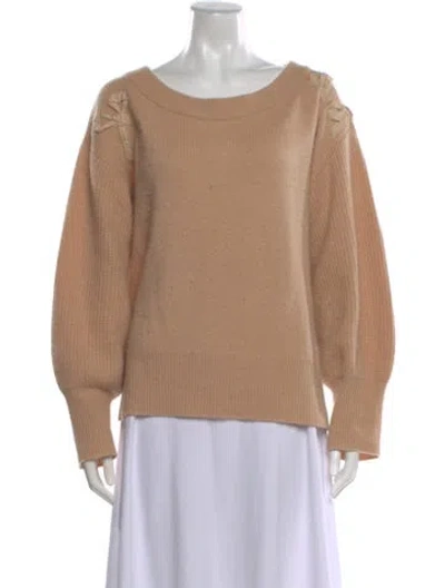 Pre-owned Loveshackfancy Cashmere Scoop Neck Sweater In Neutral