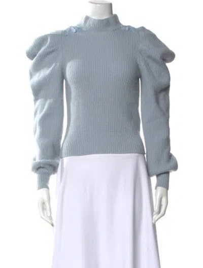 Pre-owned Loveshackfancy Cashmere Turtleneck Sweater In Blue