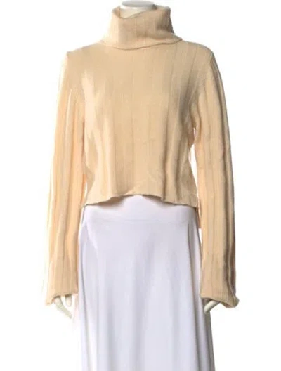Pre-owned Loveshackfancy Cashmere Turtleneck Sweater In Neutral