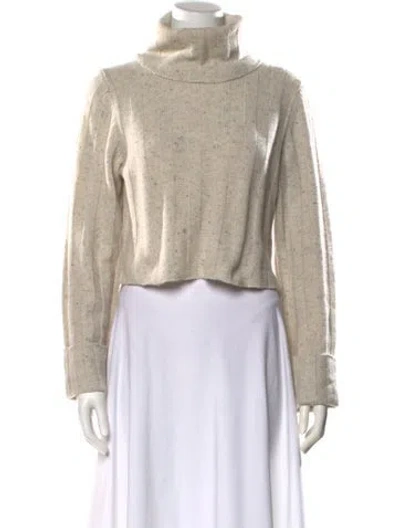 Pre-owned Loveshackfancy Cashmere Turtleneck Sweater In Neutral