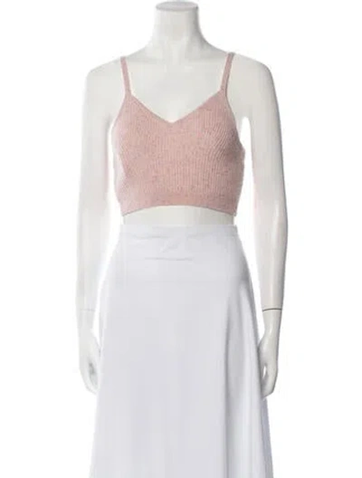 Pre-owned Loveshackfancy Cashmere V-neck Crop Top In Pink