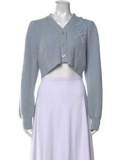 Pre-owned Loveshackfancy Cashmere V-neck Sweater In Blue