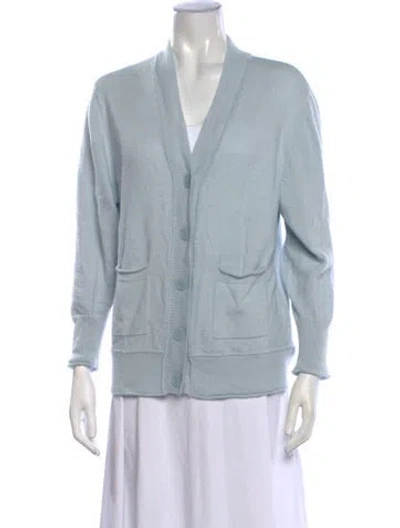 Pre-owned Loveshackfancy Cashmere V-neck Sweater In Blue