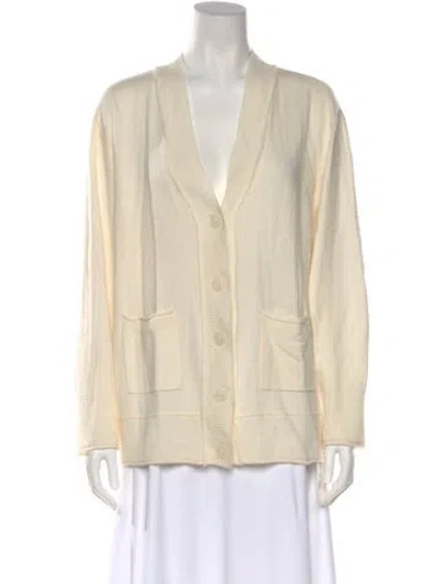 Pre-owned Loveshackfancy Cashmere V-neck Sweater In Neutral