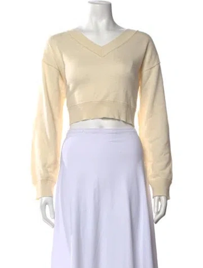 Pre-owned Loveshackfancy Cashmere V-neck Sweater In Neutral