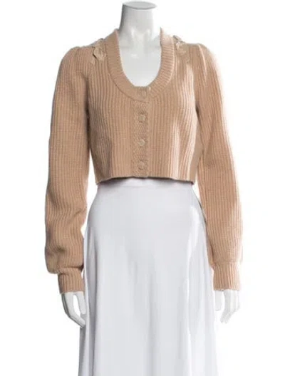 Pre-owned Loveshackfancy Cashmere V-neck Sweater In Neutral