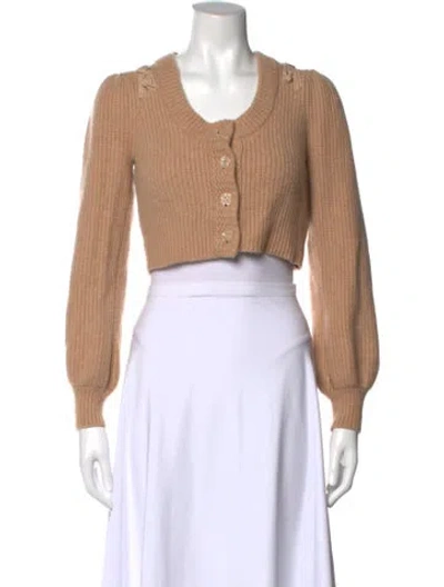 Pre-owned Loveshackfancy Cashmere V-neck Sweater In Neutrals