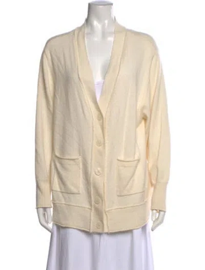 Pre-owned Loveshackfancy Cashmere V-neck Sweater In Neutrals