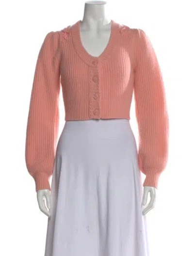 Pre-owned Loveshackfancy Cashmere V-neck Sweater In Pink