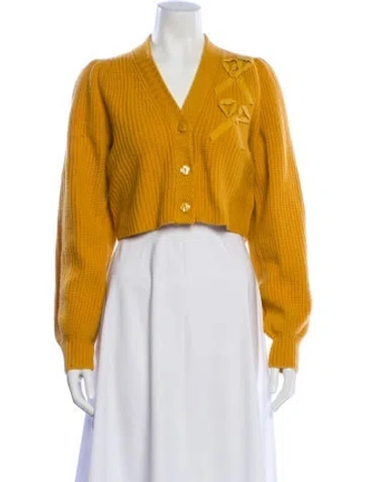Pre-owned Loveshackfancy Cashmere V-neck Sweater In Yellow