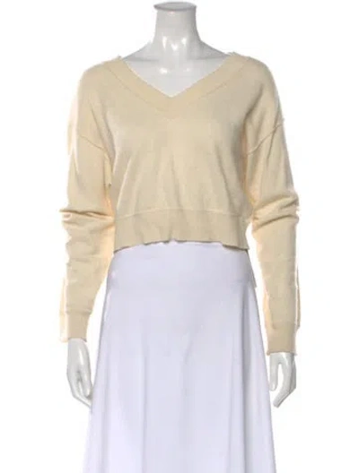 Pre-owned Loveshackfancy Cashmere V-neck Sweater In Yellow