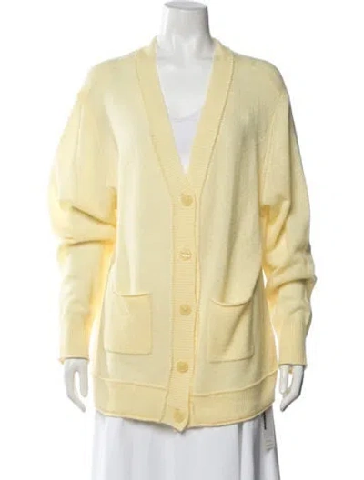 Pre-owned Loveshackfancy Cashmere V-neck Sweater In Yellow