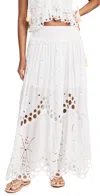 Loveshackfancy Miloti Embroidered Midi Skirt In Soft White