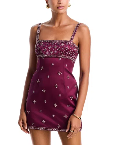 Loveshackfancy Casslouie Embellished Mini Dress In Burgundy