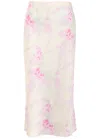 Loveshackfancy Castle Floral-print Satin Midi Skirt In Pink