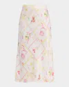 Loveshackfancy Castle Silky Fruit Print Midi Skirt