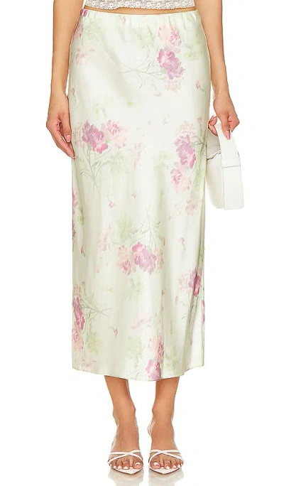 Loveshackfancy Women's Castle Floral Satin Midi-skirt In Peachy Sage