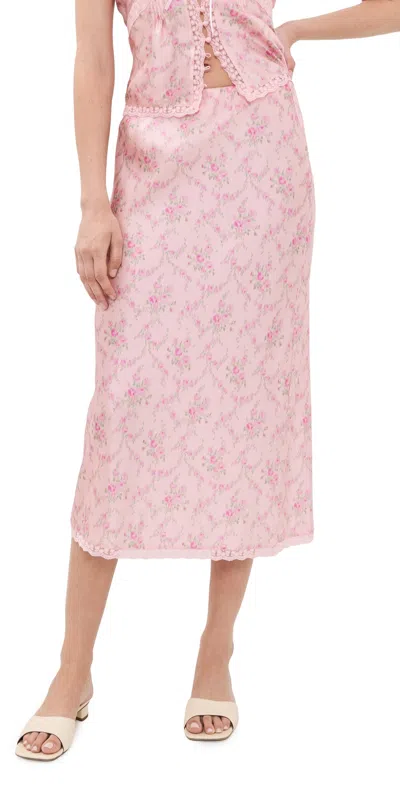 Loveshackfancy Castle Skirt Spiced Camellia In Pink