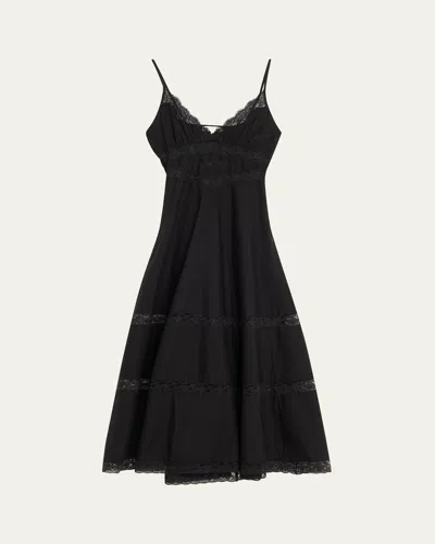 Loveshackfancy Catryn Lace-trim Midi Dress In Black