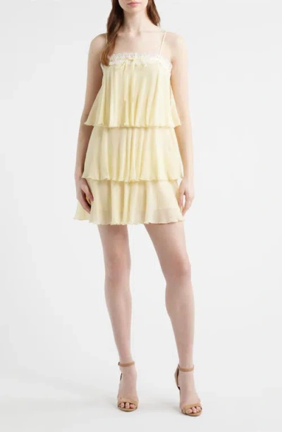 Loveshackfancy Cedra Tiered Ruffle Mini Dress In Yellow